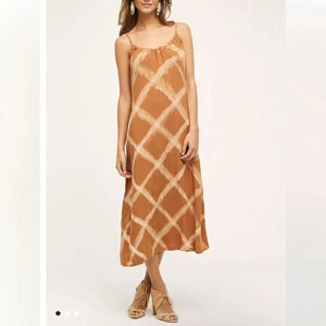 The Odells Anthropologie Morgana Midi Dress Brown Tan Cream Small Coastal Boho